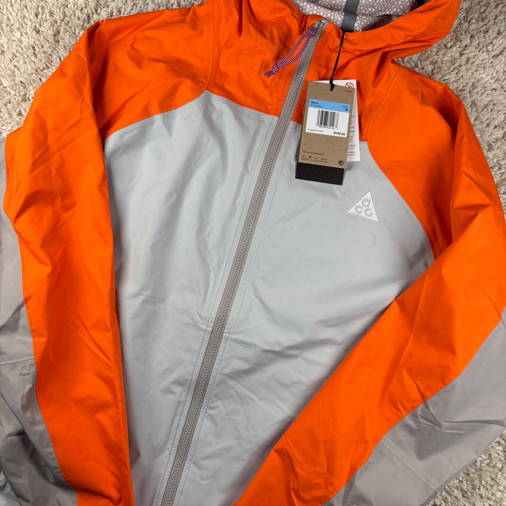 NWT Nike ACG Phantazma Storm-FIT ADV Jacket Medium Orange Grey Rain Shell IF1143